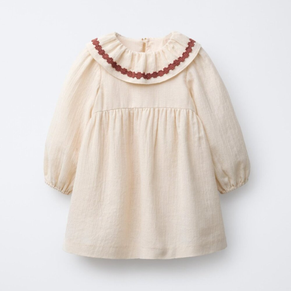 Zara "Embroidered Floral Texture Dress" Toddler 12-18 Months